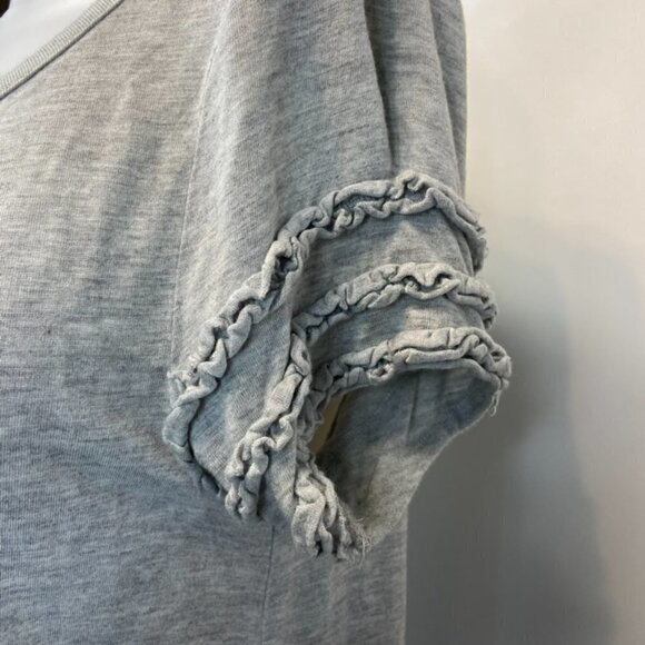 J. Crew Jersey Ruffle Sleeve Hem Scoop-Neck Gray Shift T-Shirt Dress, Small - Picture 4 of 10